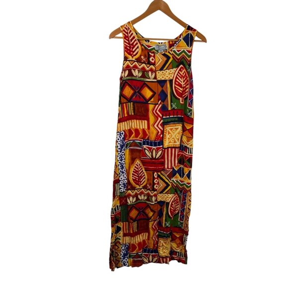 Jane Ashley Dress Women’s Multicolor Size M Batik Style Printed Tropical - Picture 1 of 8